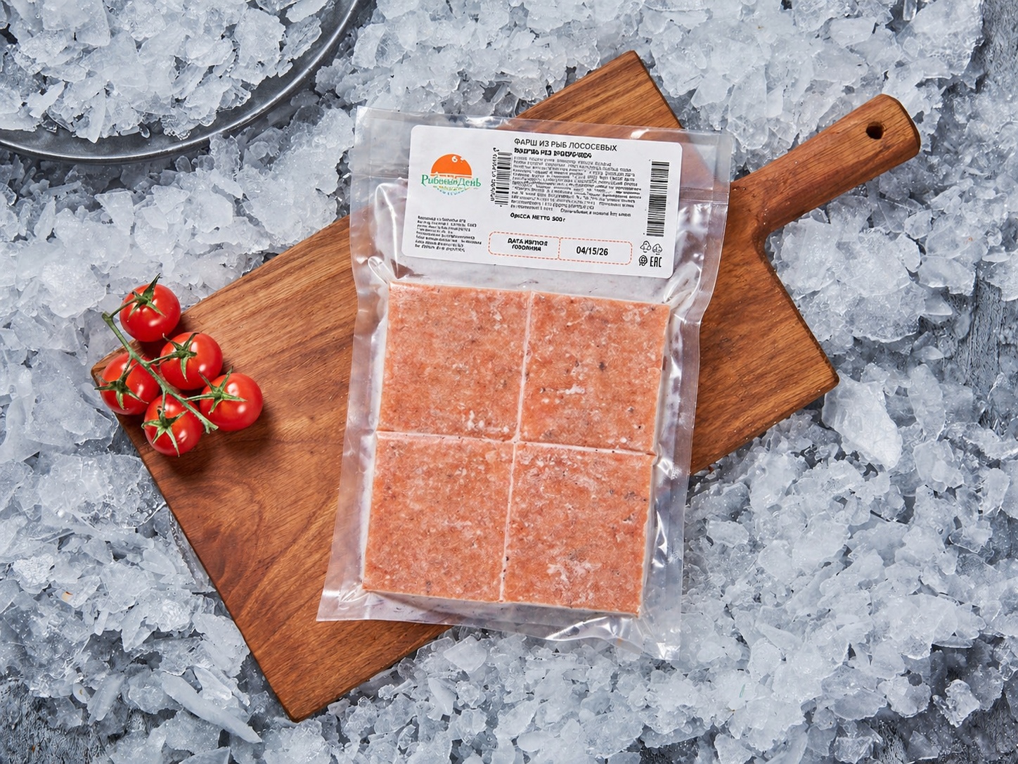 Рыбные кулинарные полуфабрикаты рубленные фарш рыбный из горбуши мороженый в/у