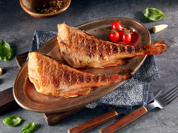 Окунь морской на гриле